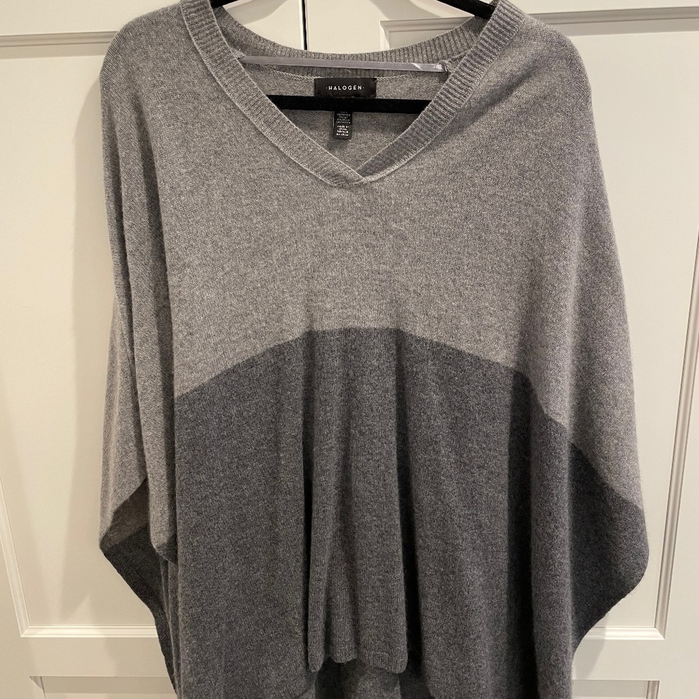 Halogen Gray Cashmere Poncho